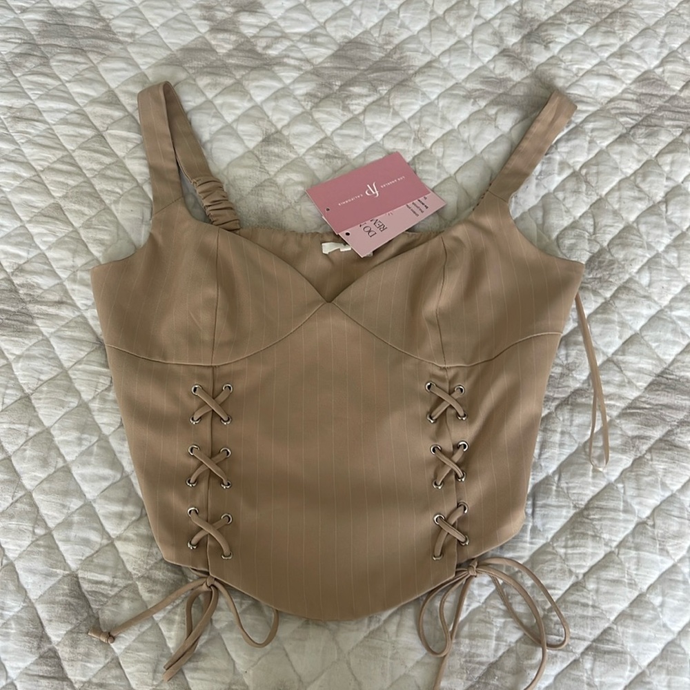 Tan Pin-Stripe Bustier